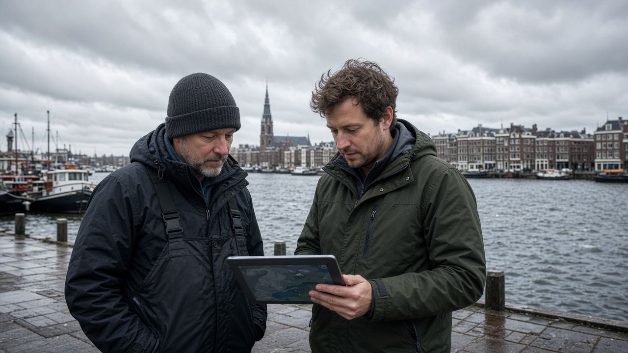 Weerstation en visbiologisch veldnotitieboek tijdens onderzoek naar weersimpact op vissen in Amsterdam